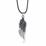 Men Pendant Necklaces, Gothic Vintage Angel Wings Feather Pendant Stainless Steel Necklaces. Man Jewely