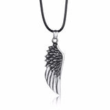 Men Pendant Necklaces, Gothic Vintage Angel Wings Feather Pendant Stainless Steel Necklaces. Man Jewely