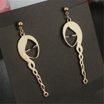 Face earrings Geometric fashion pearl female Fashion women Metal hollow out stud earrings