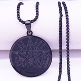 Jewish Tetragrammaton Hebrew Pentagram Stainless Steel Necklaces for Men Gold Color Male Chain Jewelry colar masculino N1163S