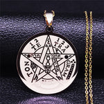 Jewish Tetragrammaton Hebrew Pentagram Stainless Steel Necklaces for Men Gold Color Male Chain Jewelry colar masculino N1163S