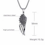 Men Pendant Necklaces, Gothic Vintage Angel Wings Feather Pendant Stainless Steel Necklaces. Man Jewely