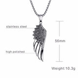 Men Pendant Necklaces, Gothic Vintage Angel Wings Feather Pendant Stainless Steel Necklaces. Man Jewely