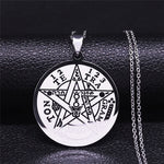 Jewish Tetragrammaton Hebrew Pentagram Stainless Steel Necklaces for Men Gold Color Male Chain Jewelry colar masculino N1163S