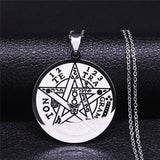 Jewish Tetragrammaton Hebrew Pentagram Stainless Steel Necklaces for Men Gold Color Male Chain Jewelry colar masculino N1163S