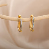 Square Circle Hoop Earrings For Women Luxury Stainless Steel Earring 2023 Trend Elegant Wedding Jewelry Couple Gift aretes mujer