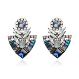 Ztech Flower Opal Stone Stud Earrings Chic New Elegant Crystal Rhinestone Earrings For Women Trendy Women Earrings Jewelry