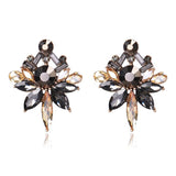 Ztech Flower Opal Stone Stud Earrings Chic New Elegant Crystal Rhinestone Earrings For Women Trendy Women Earrings Jewelry