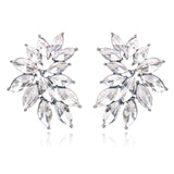 Ztech Flower Opal Stone Stud Earrings Chic New Elegant Crystal Rhinestone Earrings For Women Trendy Women Earrings Jewelry