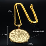 Jewish Tetragrammaton Hebrew Pentagram Stainless Steel Necklaces for Men Gold Color Male Chain Jewelry colar masculino N1163S