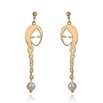 Face earrings Geometric fashion pearl female Fashion women Metal hollow out stud earrings