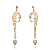 Face earrings Geometric fashion pearl female Fashion women Metal hollow out stud earrings