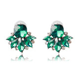 Ztech Flower Opal Stone Stud Earrings Chic New Elegant Crystal Rhinestone Earrings For Women Trendy Women Earrings Jewelry