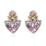Ztech Flower Opal Stone Stud Earrings Chic New Elegant Crystal Rhinestone Earrings For Women Trendy Women Earrings Jewelry