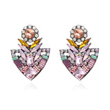 Ztech Flower Opal Stone Stud Earrings Chic New Elegant Crystal Rhinestone Earrings For Women Trendy Women Earrings Jewelry