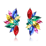 Ztech Flower Opal Stone Stud Earrings Chic New Elegant Crystal Rhinestone Earrings For Women Trendy Women Earrings Jewelry
