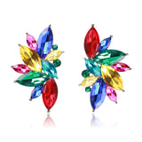 Ztech Flower Opal Stone Stud Earrings Chic New Elegant Crystal Rhinestone Earrings For Women Trendy Women Earrings Jewelry