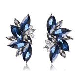 Ztech Flower Opal Stone Stud Earrings Chic New Elegant Crystal Rhinestone Earrings For Women Trendy Women Earrings Jewelry