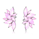 Ztech Flower Opal Stone Stud Earrings Chic New Elegant Crystal Rhinestone Earrings For Women Trendy Women Earrings Jewelry