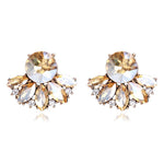 Ztech Flower Opal Stone Stud Earrings Chic New Elegant Crystal Rhinestone Earrings For Women Trendy Women Earrings Jewelry