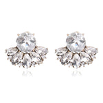 Ztech Flower Opal Stone Stud Earrings Chic New Elegant Crystal Rhinestone Earrings For Women Trendy Women Earrings Jewelry