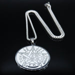 Jewish Tetragrammaton Hebrew Pentagram Stainless Steel Necklaces for Men Gold Color Male Chain Jewelry colar masculino N1163S