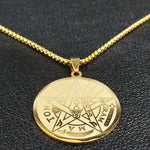 Jewish Tetragrammaton Hebrew Pentagram Stainless Steel Necklaces for Men Gold Color Male Chain Jewelry colar masculino N1163S