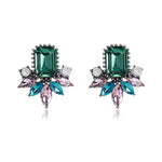 Ztech Flower Opal Stone Stud Earrings Chic New Elegant Crystal Rhinestone Earrings For Women Trendy Women Earrings Jewelry