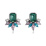 Ztech Flower Opal Stone Stud Earrings Chic New Elegant Crystal Rhinestone Earrings For Women Trendy Women Earrings Jewelry