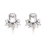 Ztech Flower Opal Stone Stud Earrings Chic New Elegant Crystal Rhinestone Earrings For Women Trendy Women Earrings Jewelry