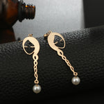 Face earrings Geometric fashion pearl female Fashion women Metal hollow out stud earrings