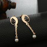 Face earrings Geometric fashion pearl female Fashion women Metal hollow out stud earrings