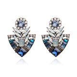 Ztech Flower Opal Stone Stud Earrings Chic New Elegant Crystal Rhinestone Earrings For Women Trendy Women Earrings Jewelry