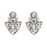 Ztech Flower Opal Stone Stud Earrings Chic New Elegant Crystal Rhinestone Earrings For Women Trendy Women Earrings Jewelry