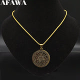 Witchcraft Pentagram Stainless Steel Chain Necklace for Men Gold Color Necklaces & Pendants Jewelry collier homme N2045S02