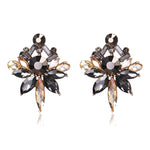 Ztech Flower Opal Stone Stud Earrings Chic New Elegant Crystal Rhinestone Earrings For Women Trendy Women Earrings Jewelry