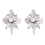 Ztech Flower Opal Stone Stud Earrings Chic New Elegant Crystal Rhinestone Earrings For Women Trendy Women Earrings Jewelry