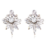 Ztech Flower Opal Stone Stud Earrings Chic New Elegant Crystal Rhinestone Earrings For Women Trendy Women Earrings Jewelry