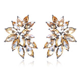 Ztech Flower Opal Stone Stud Earrings Chic New Elegant Crystal Rhinestone Earrings For Women Trendy Women Earrings Jewelry