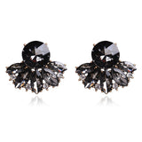 Ztech Flower Opal Stone Stud Earrings Chic New Elegant Crystal Rhinestone Earrings For Women Trendy Women Earrings Jewelry