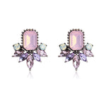Ztech Flower Opal Stone Stud Earrings Chic New Elegant Crystal Rhinestone Earrings For Women Trendy Women Earrings Jewelry