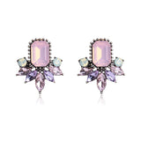 Ztech Flower Opal Stone Stud Earrings Chic New Elegant Crystal Rhinestone Earrings For Women Trendy Women Earrings Jewelry