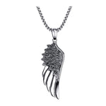 Men Pendant Necklaces, Gothic Vintage Angel Wings Feather Pendant Stainless Steel Necklaces. Man Jewely