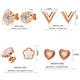 Trendy Exquisite Zircon Stainless Steel Stud Earrings For Women Classic Korean Geometric Crystal Earrings Gifts Fashion Jewelry