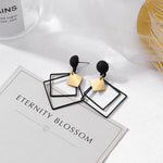 POXAM New Korean Statement Earrings for women Black Cute Arcylic Geometric Drop Small Female Earrings Brincos 2022 Trend Jewelry