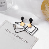 POXAM New Korean Statement Earrings for women Black Cute Arcylic Geometric Drop Small Female Earrings Brincos 2022 Trend Jewelry
