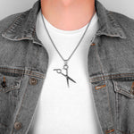 Scissors Haircut Barber Men Necklaces Pendants Chain Punk for Boyfriend Male Stainless Steel Jewelry Creativity Gift Wholesale