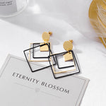 POXAM New Korean Statement Earrings for women Black Cute Arcylic Geometric Drop Small Female Earrings Brincos 2022 Trend Jewelry