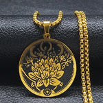 Witchcraft Pentagram Stainless Steel Chain Necklace for Men Gold Color Necklaces & Pendants Jewelry collier homme N2045S02