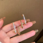 LATS 2022 New Design Irregular U-shaped Gold Color Earrings for Woman Korean Crystal Fashion Jewelry Unusual Accessories Girls